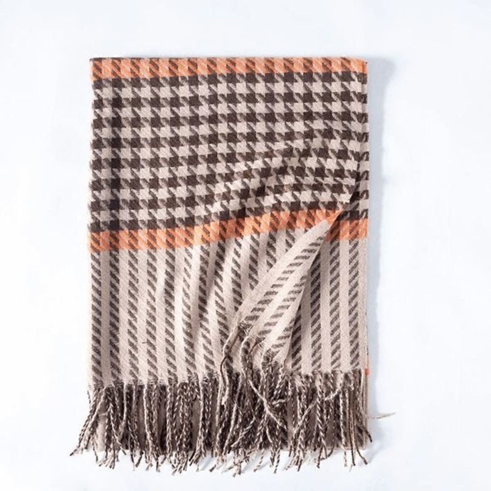Brown Fashion Stripe Imitation Cashmere